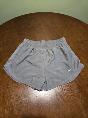 Nike Dri-FIT Tempo Running Shorts Womens Medium Gray Mesh Athletic Gym Workout